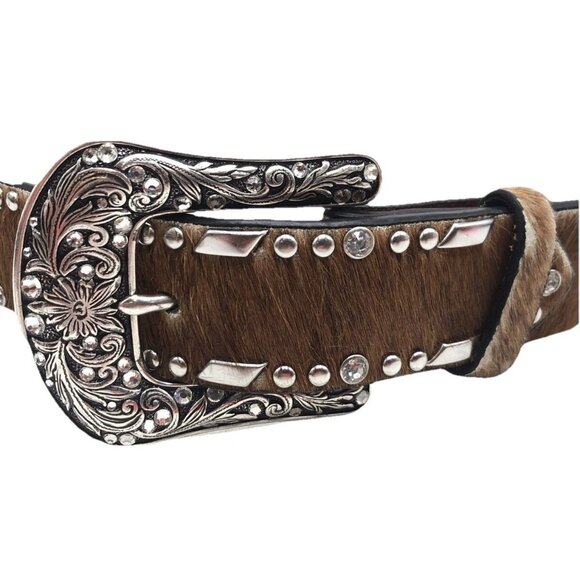 Ariat Southwest Beaded Hair-On Belt Sz S Aztec Colorful Statement Cowboy Retro - Picture 3 of 7